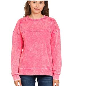 Acid Wash Pink Pullover Sweatshirt